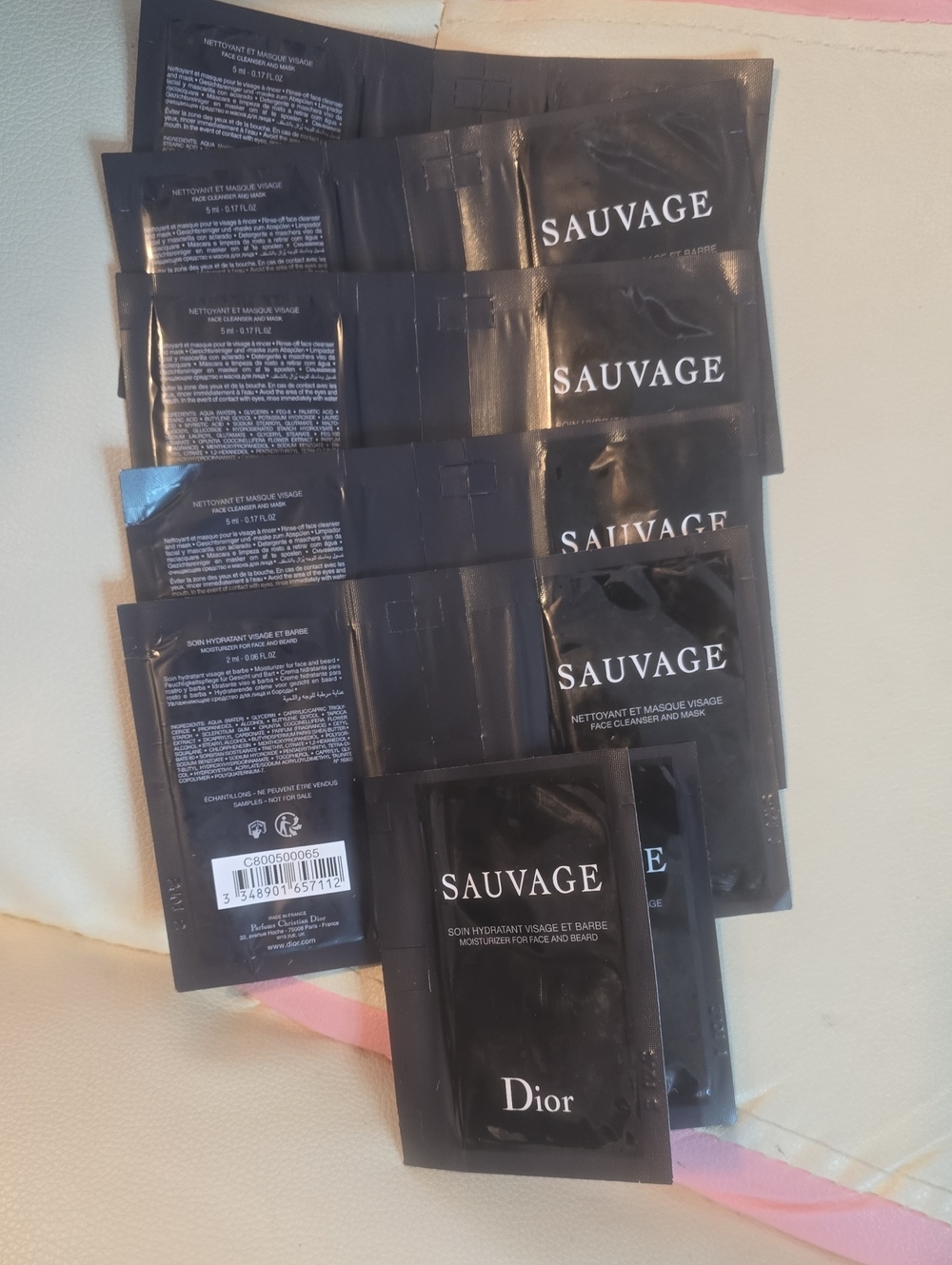 Dior Sauvage Single-Use Sachets – Face Cleanser And Face And Beard Moisturizer